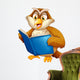 An owl reading Wall Decal