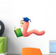 A Worm Reading Wearing a Graduation Cap Wall Decal