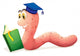 A Worm Reading Wearing a Graduation Cap Wall Decal
