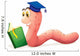 A Worm Reading Wearing a Graduation Cap Wall Decal
