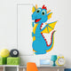 Cute dragon with blank sign Wall Decal