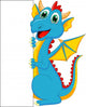 Cute dragon with blank sign Wall Decal