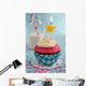 Pink and Blue Cupcake Wall Mural