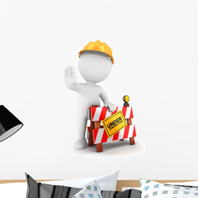 Under Construction Wall Decal shown on a wall