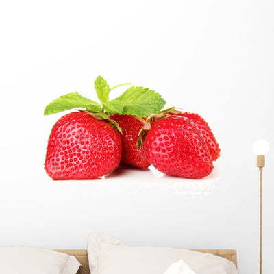 Ripe Sweet Strawberries and Wall Decal shown on a wall