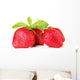 Ripe sweet strawberries and mint, isolated on white Wall Decal