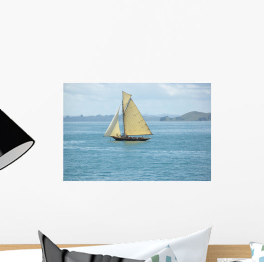 Vacation under vintage sails of leisure yacht Wall Mural