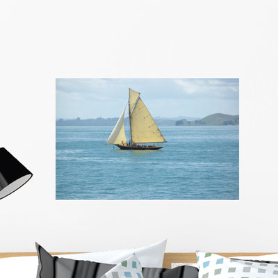 Vacation under Vintage Sails Wall Mural shown on a wall