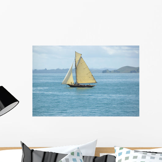 Vacation under vintage sails of leisure yacht Wall Mural