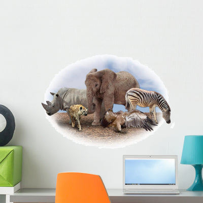African Animals Wall Decal shown on a wall
