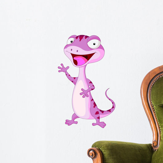 Cute gecko cartoon waving Wall Decal