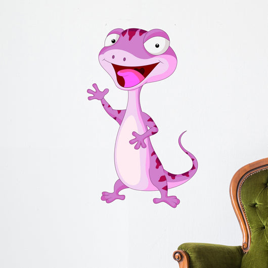 Cute gecko cartoon waving Wall Decal