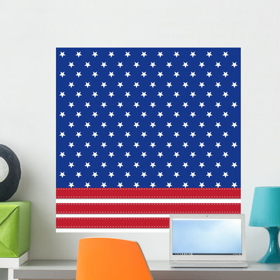 American Flag with Stars Wall Mural shown on a wall