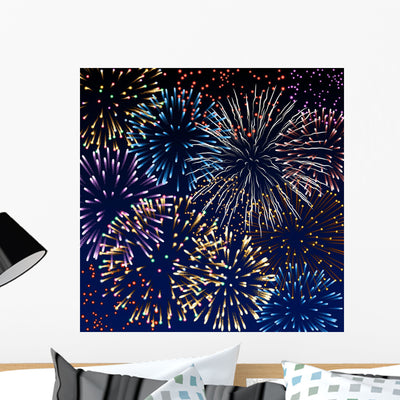 Fireworks shown on a wall