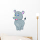Cute Baby Rhino Cartoon Wall Decal
