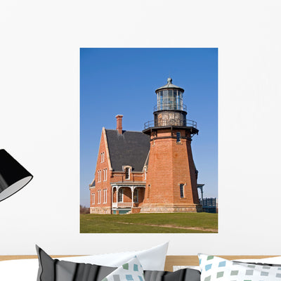 Historic Southeast Light Block Wall Mural shown on a wall