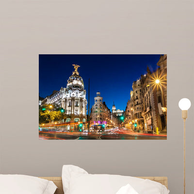 Gran via Madrid Spain shown on a wall