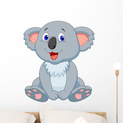 Cute Koala Cartoon Wall Decal shown on a wall
