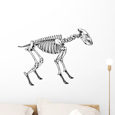 Skeleton Hyena Wall Decal shown on a wall