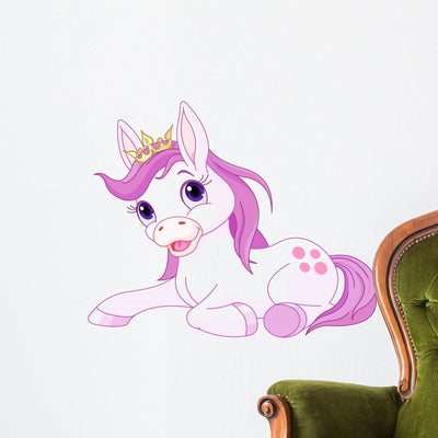 Cute Horse Princess Wall Decal shown on a wall