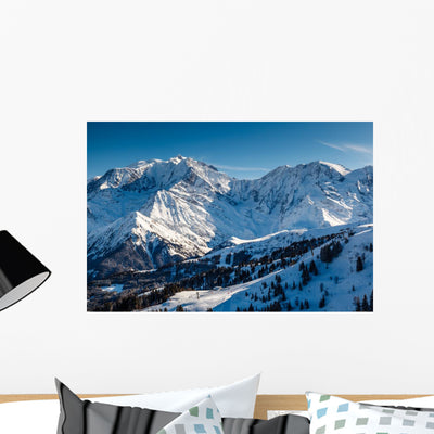 Mountain Peak and Ski Wall Mural shown on a wall