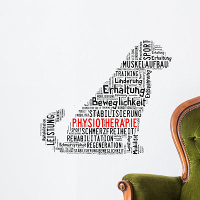 Achievements Physiotherapy Dog Wall Decal shown on a wall