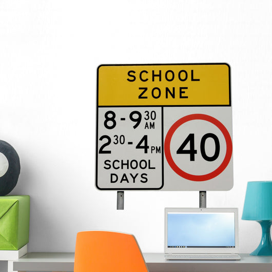 Isolated school zone sign Wall Decal