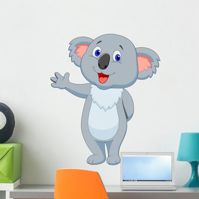 Cute Koala Cartoon Hand Wall Decal shown on a wall