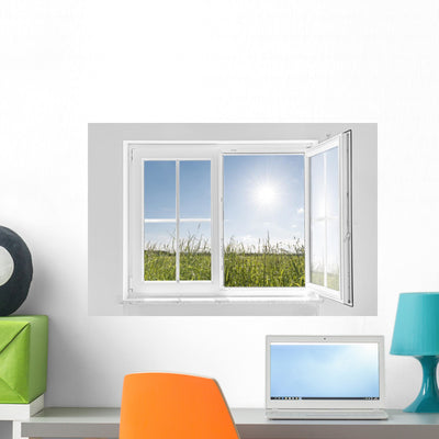 White Half Open Window shown on a wall