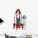 3D white people. Astronaut with spaceship Wall Decal