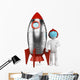 3D white people. Astronaut with spaceship Wall Decal