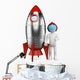 3D white people. Astronaut with spaceship Wall Decal
