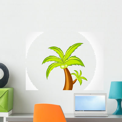 Abstract Vector Coconut Tree Wall Decal shown on a wall