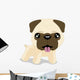 Cute Pug Puppy Dog Isolated on a White Background Wall Decal