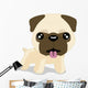 Cute Pug Puppy Dog Isolated on a White Background Wall Decal