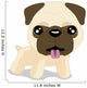Cute Pug Puppy Dog Isolated on a White Background Wall Decal