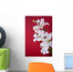 white lily isolated on red Wall Mural