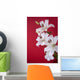 white lily isolated on red Wall Mural