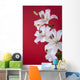 white lily isolated on red Wall Mural