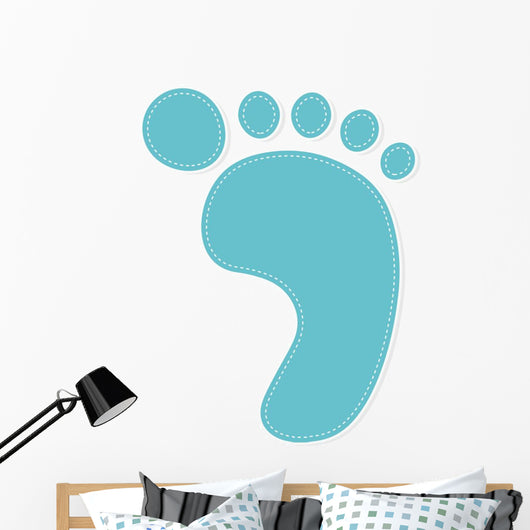 Foot Print Color Blue Wall Decal