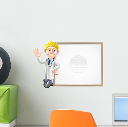 Cartoon doctor and sign Wall Decal