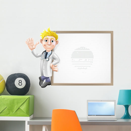 Cartoon doctor and sign Wall Decal