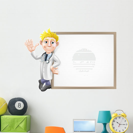 Cartoon doctor and sign Wall Decal