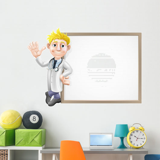 Cartoon doctor and sign Wall Decal
