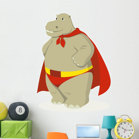 Hippopotamus as Superhero Wall Decal