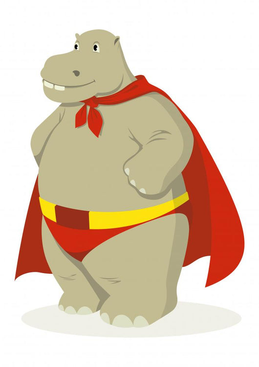 Hippopotamus as Superhero Wall Decal