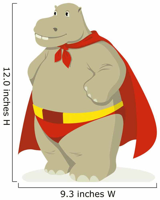 Hippopotamus as Superhero Wall Decal