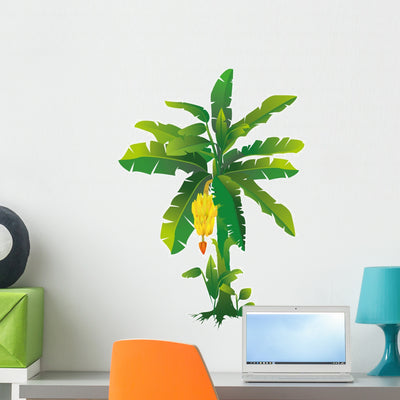 Banana Tree Wall Decal shown on a wall