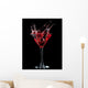 Red Cocktail Splashing Into Glass on Black Wall Mural