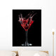 Red Cocktail Splashing Into Glass on Black Wall Mural